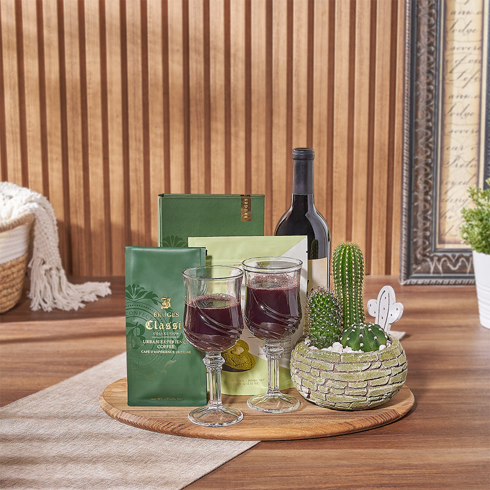 Wine and Matcha Cookie Gift Basket – how the gift is presented