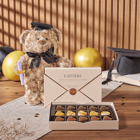 Graduation Chocolate & Teddy Gift, chocolate gift, chocolate, bear gift, bear, America delivery