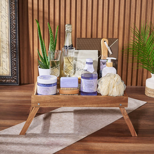 Bubbles & Bites Celebratory Spa Gift Basket from America Baskets - Champagne Gift Set - America Delivery.