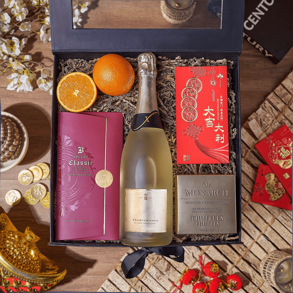 Chinese New Year Sparkling Wine Gift – how the gift is presented