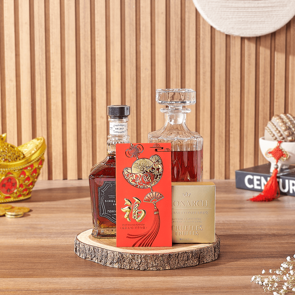 Chinese New Year Liquor with Chocolates – how the gift is presented