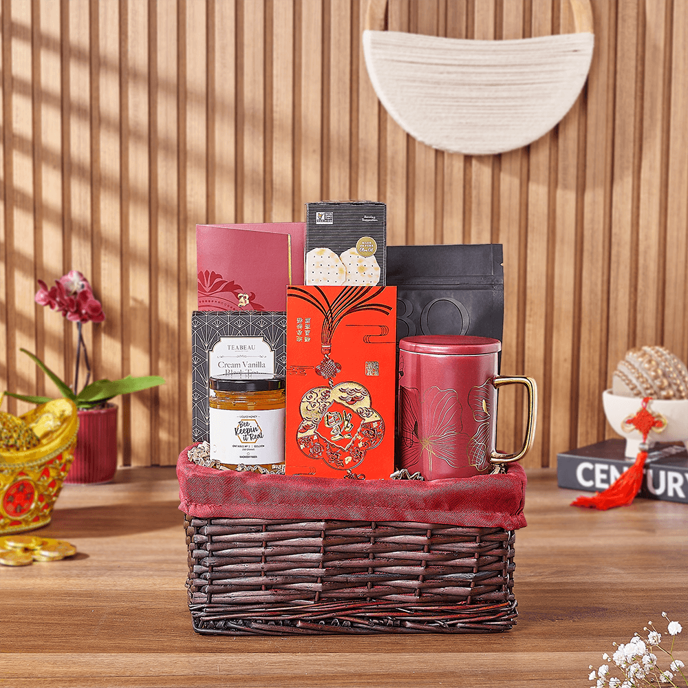 Chinese New Year Gourmet Snack Basket – how the gift is presented
