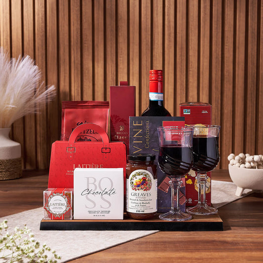 Chocolate Overload Gift Set with Wine from America Baskets, wine gift, wine, chocolate gift, chocolate, America Delivery