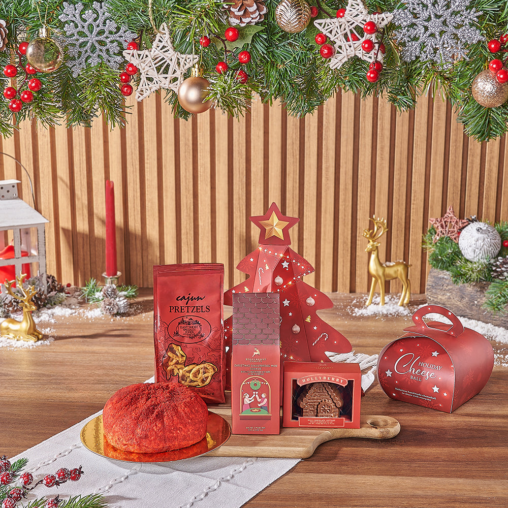 Christmas Red Velvet Cheeseball Basket – how the gift is presented