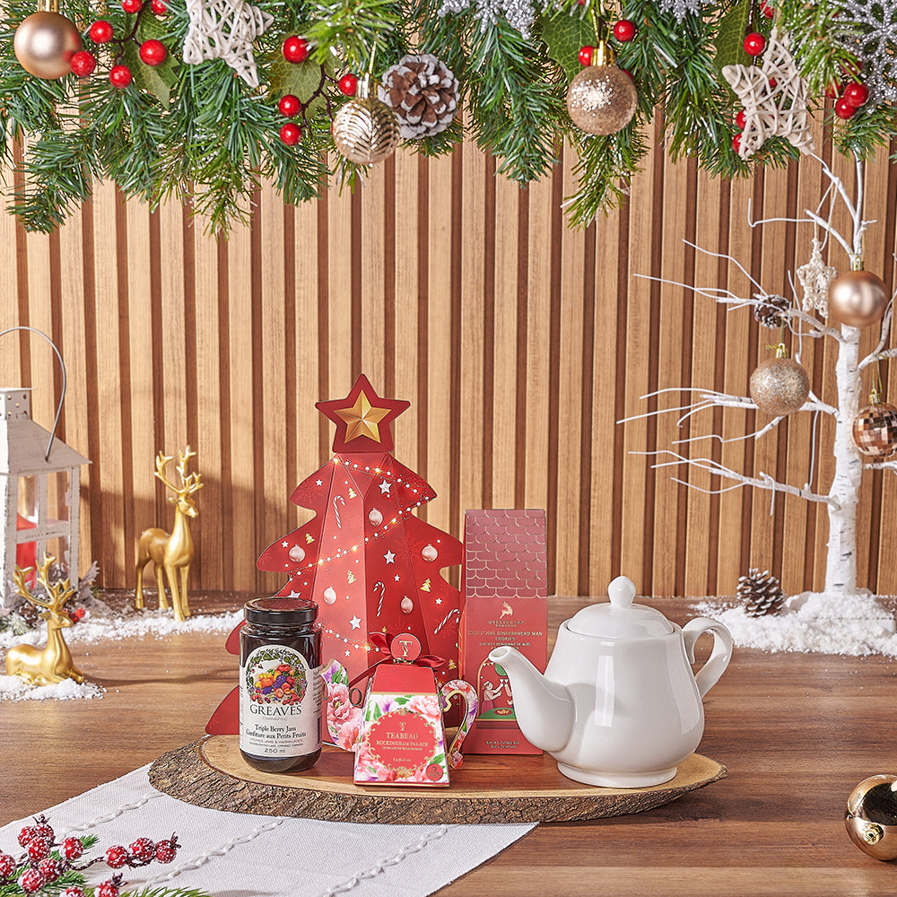 Christmas Tea and Truffles Gift Basket – how the gift is presented