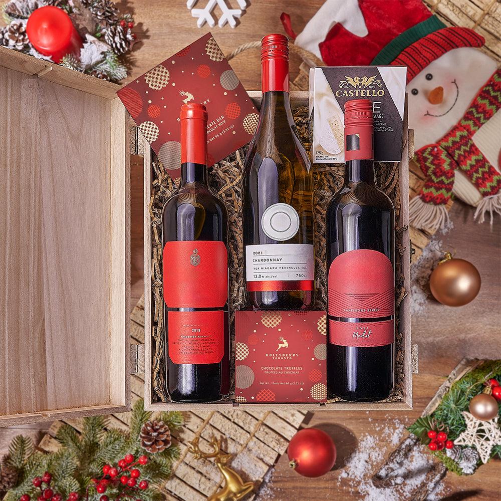 Christmas Wine Trio Gift Box – how the gift is presented