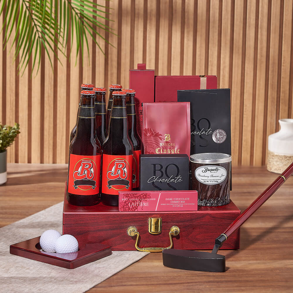 Six-Pack Beer and Golf Gift Basket – how the gift is presented