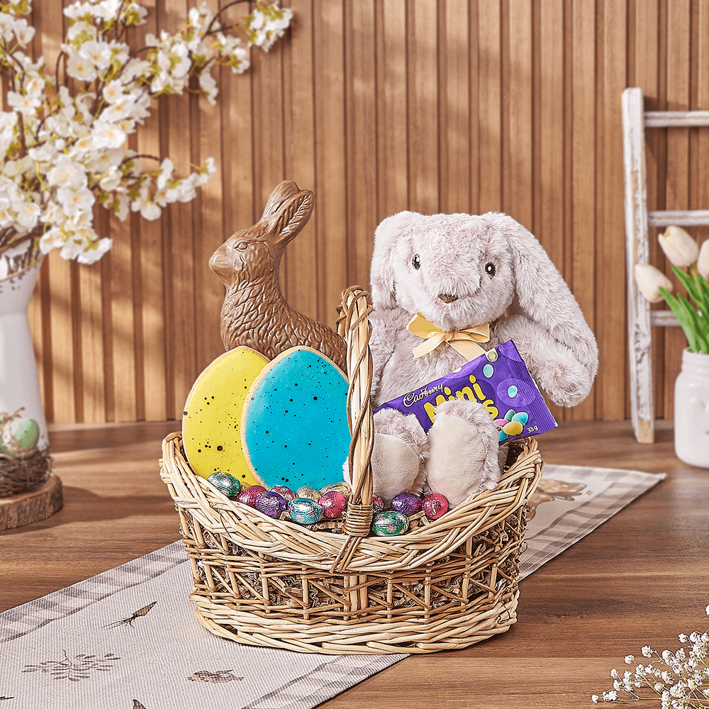 Easter Bunny Chocolate Treat Basket, plush gift, plush, chocolate gift, chocolate, easter gift, easter, America delivery