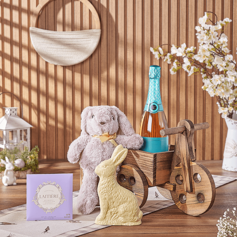 Sparkling Wine and Easter Bunny Gift – how the gift is presented