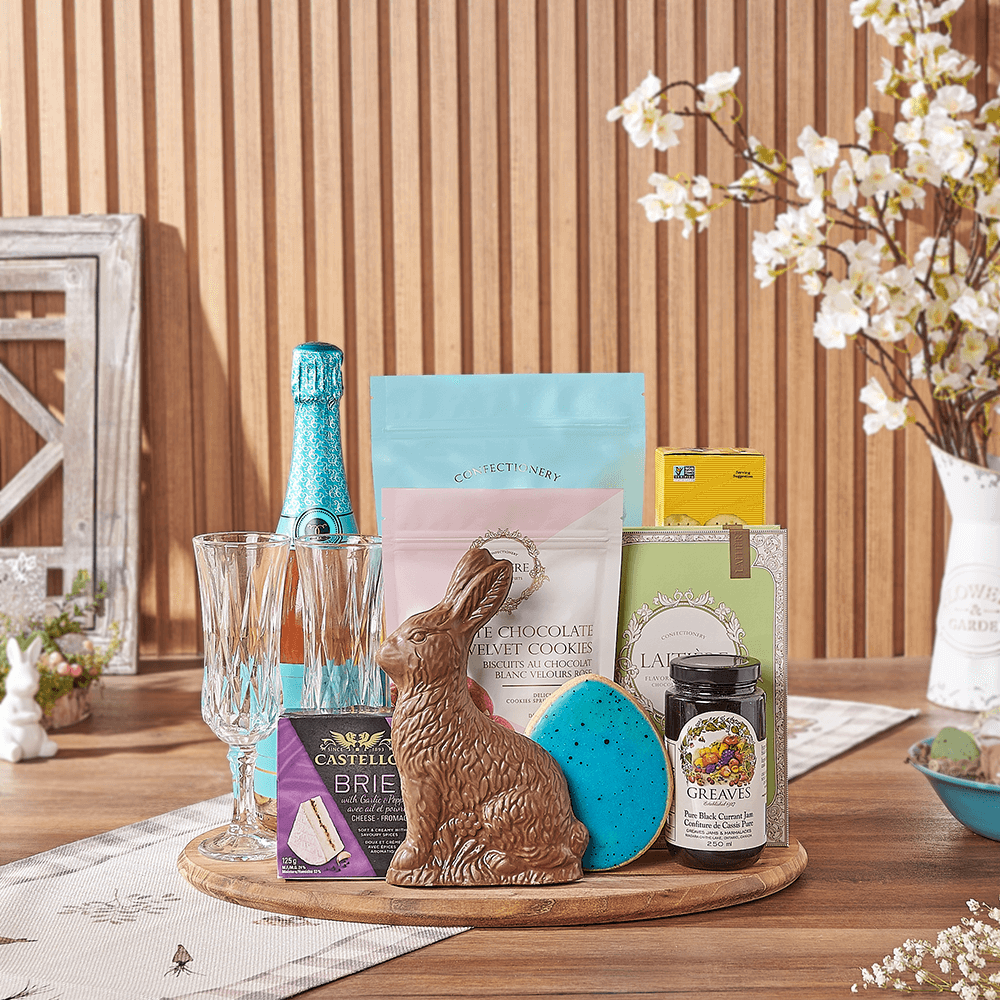Easter Sparkling Wine and Treats – how the gift is presented