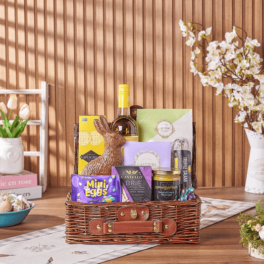 Easter Wine Picnic Basket, easter gift, easter, wine gift, wine, chocolate gift, chocolate, America delivery