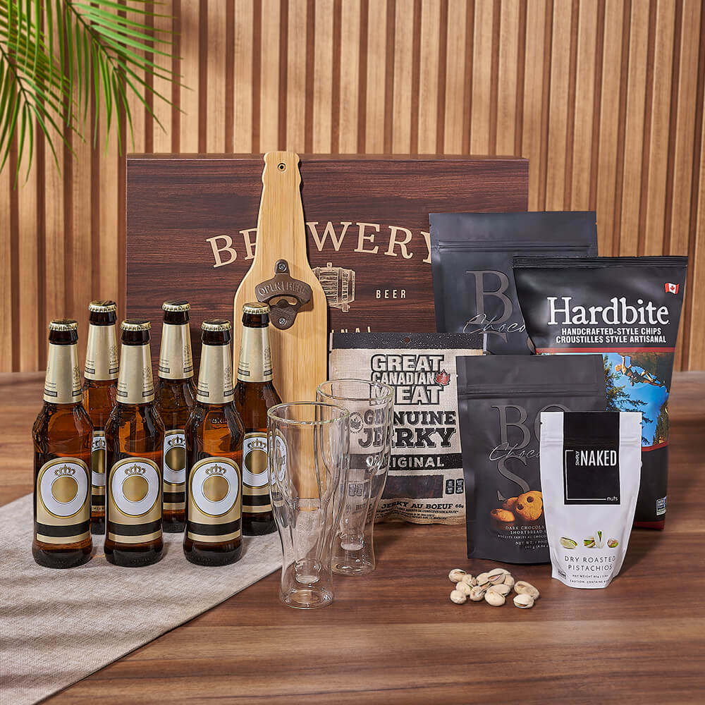 Beer Basket with Chocolate Treats – how the gift is presented