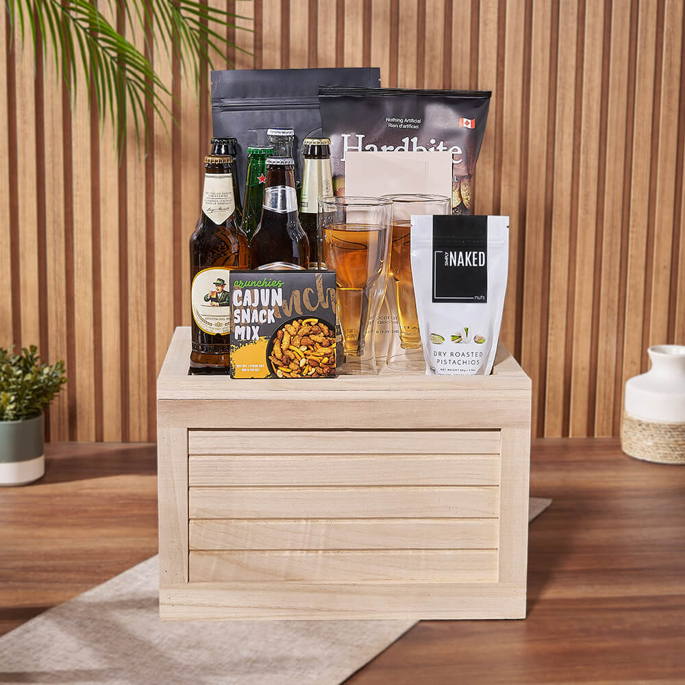Gourmet Snack & Beer Gift Crate, beer gift, beer, snack gift, snack, America delivery