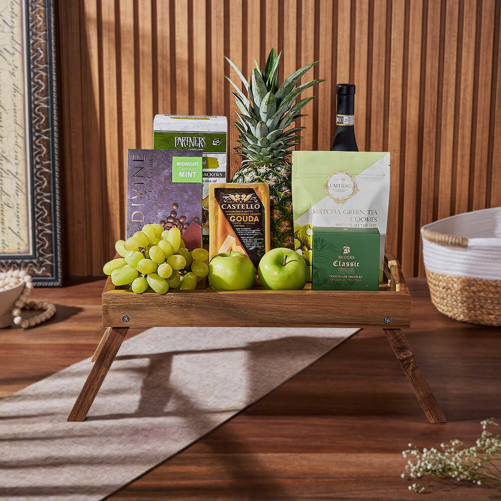 Green & Bountiful Wine Gift Set, wine gift, wine, chocolate gift, chocolate, fruit gift, fruit,America delivery