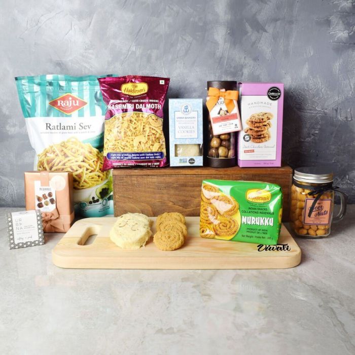Diwali Indian Snacks and Chocolate Set – how the gift is presented
