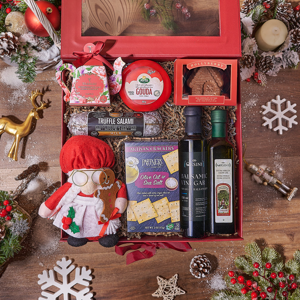Holiday Tea Cheese Basket – how the gift is presented