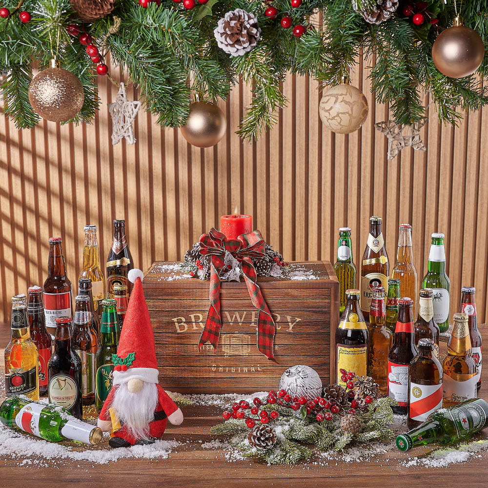 Christmas Beer Box with Plush Santa β how the gift is presented
