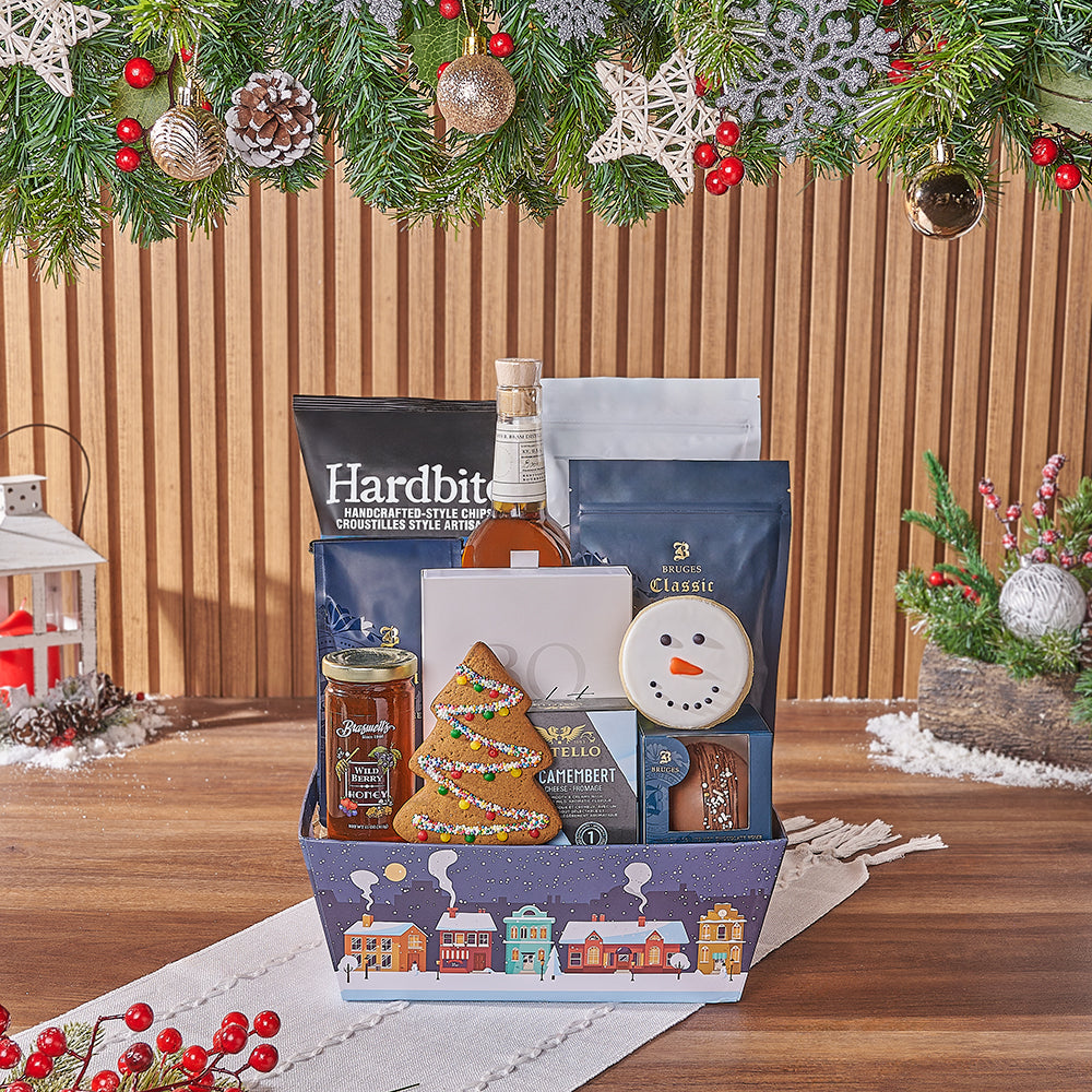 Whiskey Holiday Treats Gift Basket – how the gift is presented