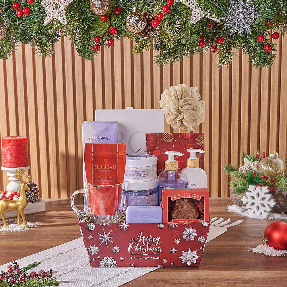 Holiday Spa and White Chocolate Tray – how the gift is presented