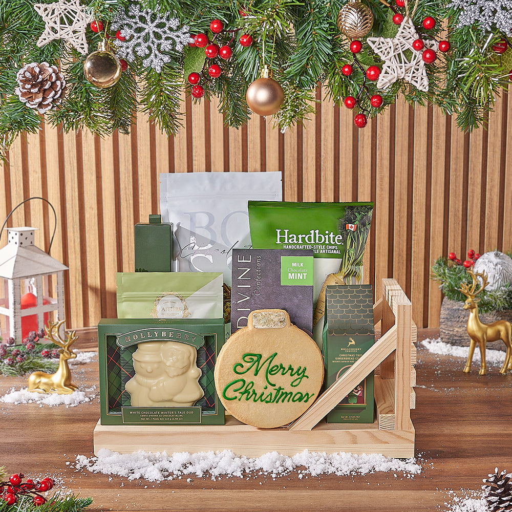 White Chocolate and Cookie Gift Basket – how the gift is presented