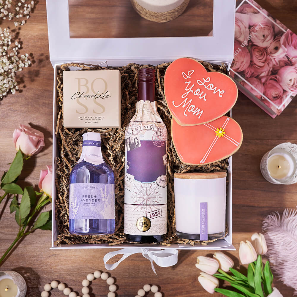 Luxurious Mother’s Day Spa Gift Box, mothers day gift, mothers day, spa gift, spa, wine gift, wine, bath & body gift, bath & body, America delivery