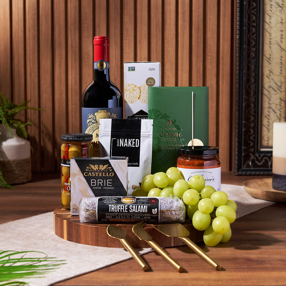 Truffle Salami Wine Gift Basket – how the gift is presented