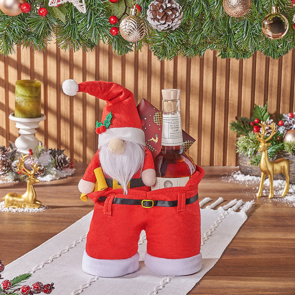 Santa Pants Whiskey Gift Bag – how the gift is presented