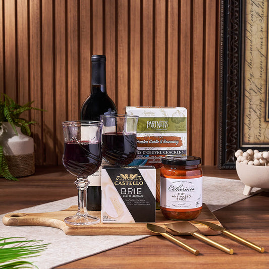 Start Spreading the News Wine & Cheese Gift Basket, wine gift, wine, cheese gift, cheese, America delivery