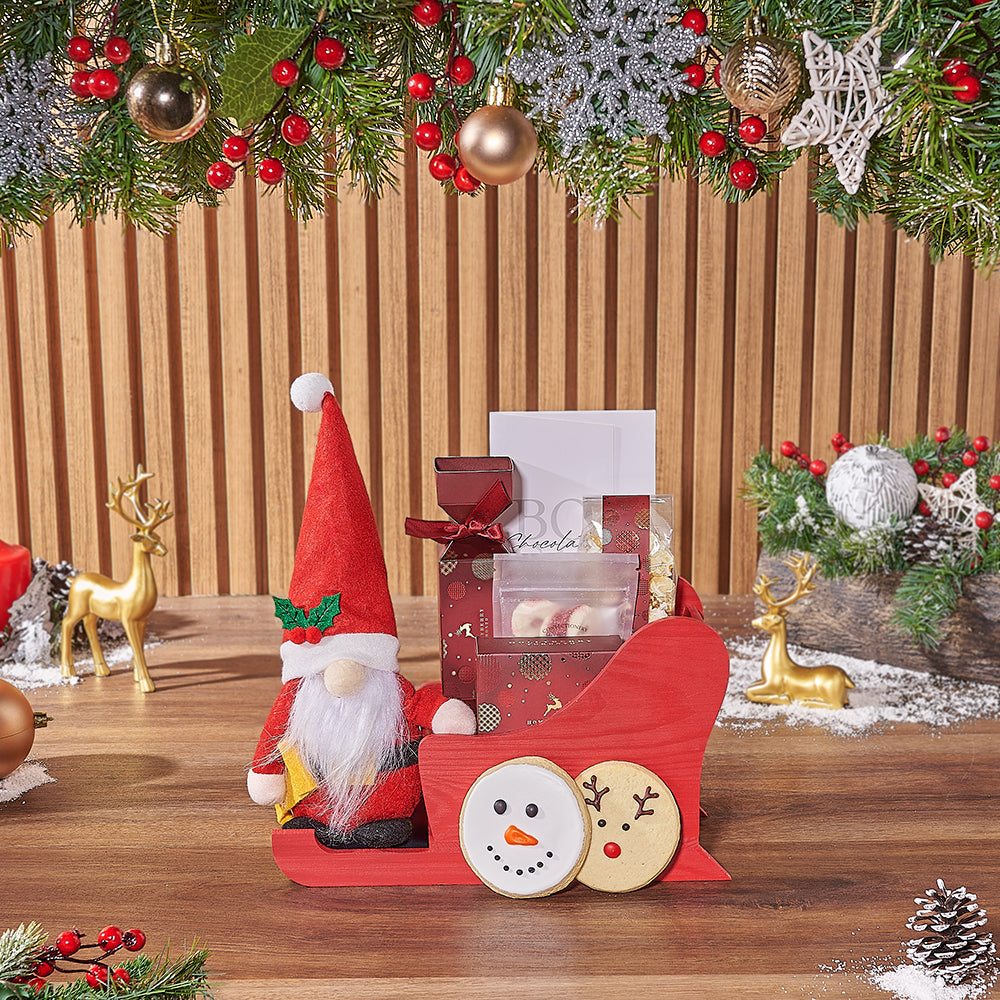 Holiday Chocolates and Plush Sleigh – how the gift is presented