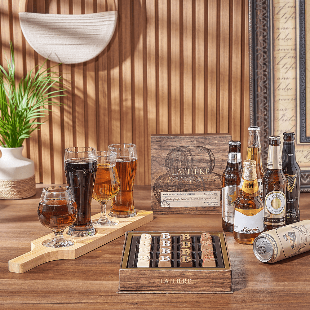 Sweet Truffle & Beer Flight, beer flight gift, beer flight, beer gift, beer, chocolate gift, chocolate, America delivery