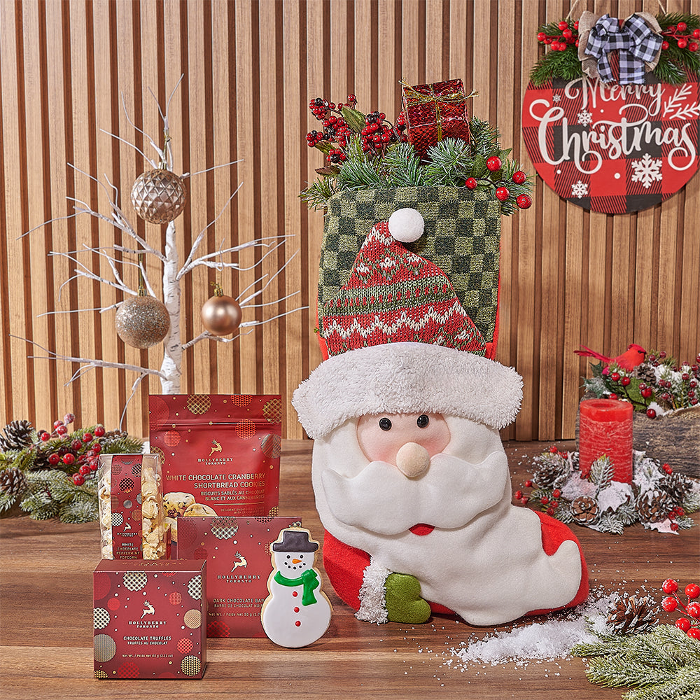 Santa Stocking Chocolate Gift Basket – how the gift is presented