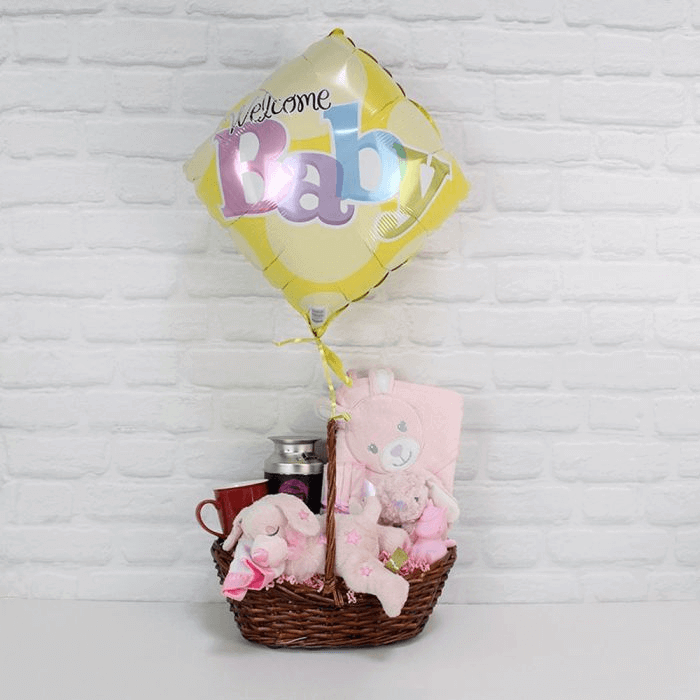 Welcome Newborn Baby Girl Gift Basket From America Baskets - Baby Gift Set - America Delivery