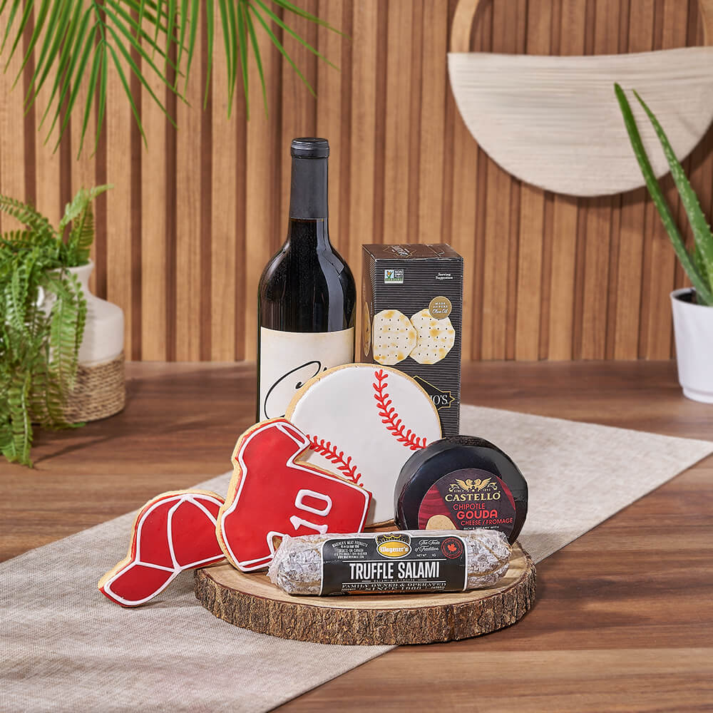 Wine & Baseball Cookie Gift, wine gift, wine, baseball gift, baseball, sports gift, sports, America delivery