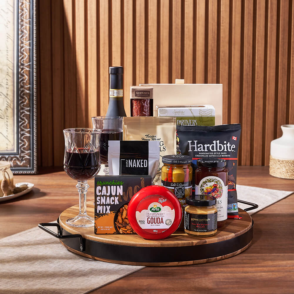 Wish You Success Wine & Goodies Gift Basket, wine gift, wine, charcuterie gift, charcuterie, cheese gift, cheese, America delivery