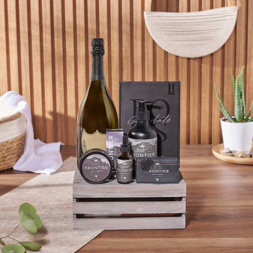 The Sandalwood &amp; Champagne Spa Gift Crate from America Baskets to America delivery 