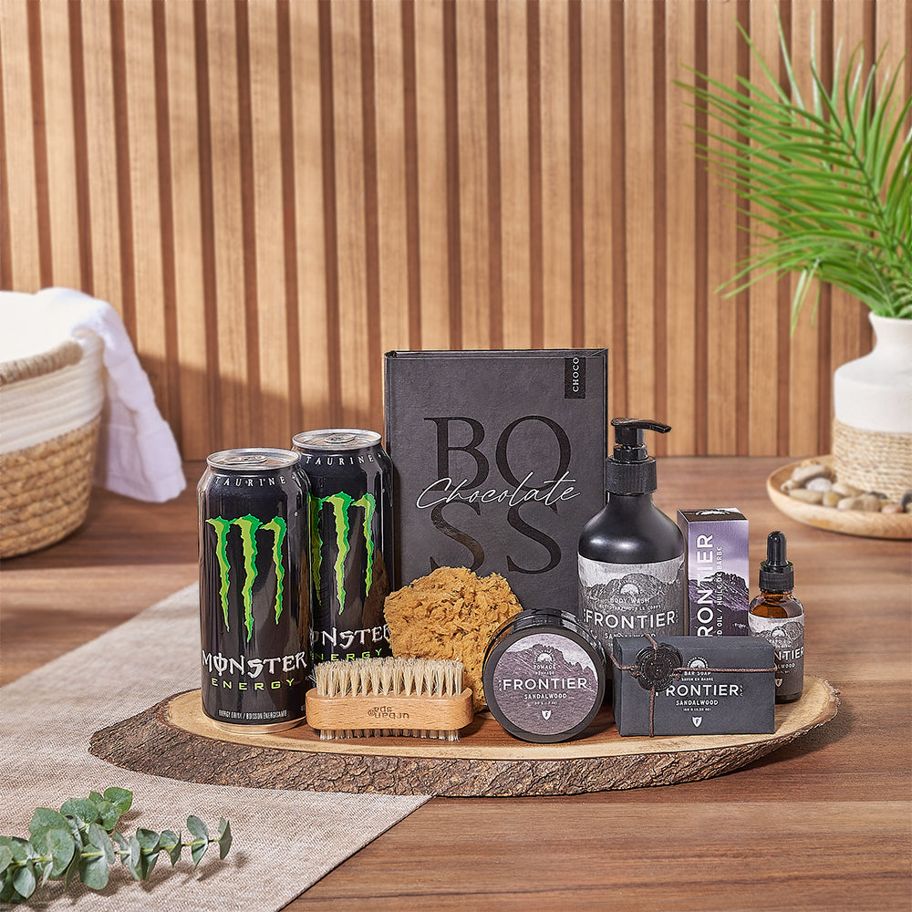 Boss Dark Chocolate Spa Basket – how the gift is presented