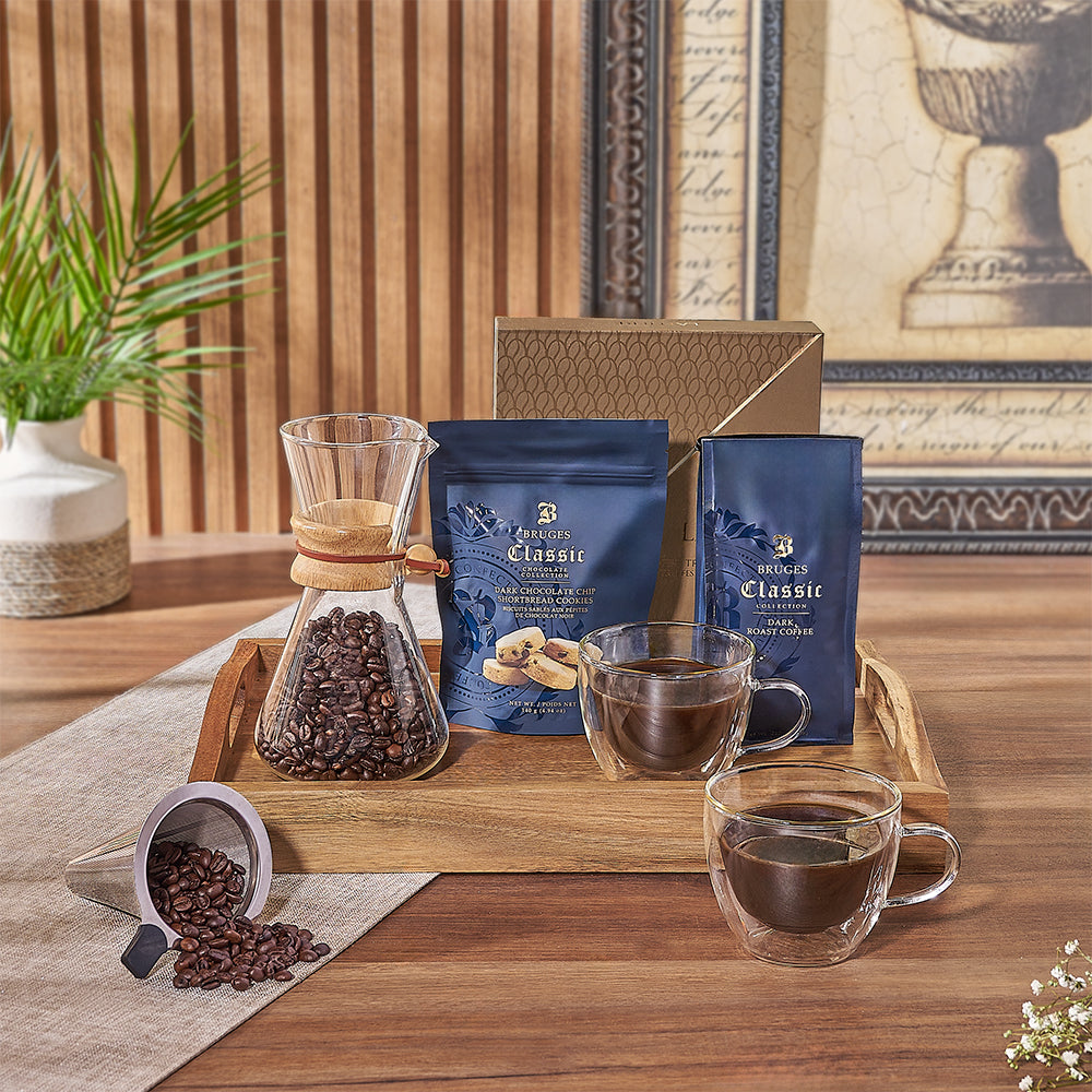 Delight any coffee aficionado with the Forest Hill Coffee &amp; Snack Tray - America Baskets