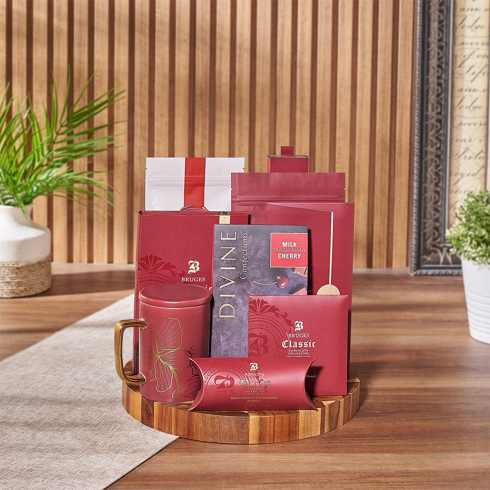 Bruges and Divine Chocolate Collection Gift Basket – how the gift is presented