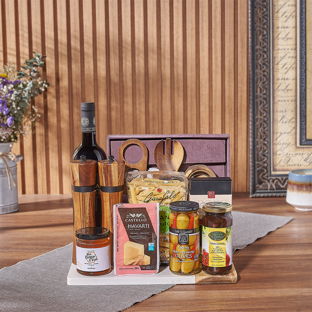 The Hanukkah Kosher Wine &amp; Pasta Basket from America Baskets - America Delivery 