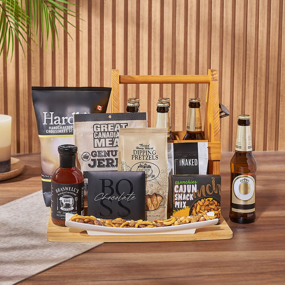 Craft Beer Gift Basket with Platter – how the gift is presented