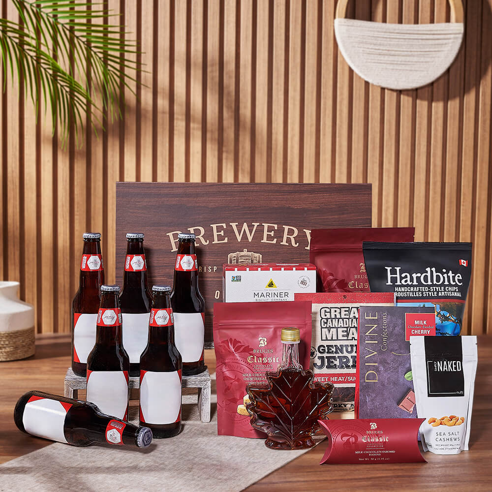 Wooden Box Beer and Snack Basket – how the gift is presented