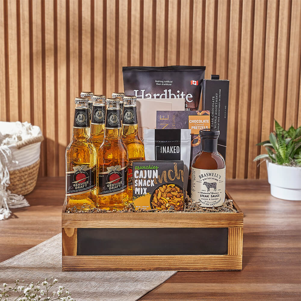 Beer & Total Snacking Crate, beer gift, beer, gourmet gift, gourmet, chocolate gift, chocolate, America delivery