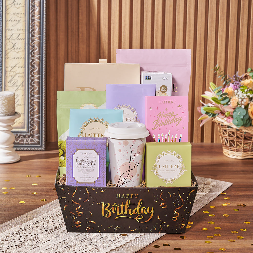 Birthday Tea &amp; Goodies Gift, birthday gift, birthday, tea gift, tea, cookie gift, cookie, chocolate gift, chocolate, America delivery
