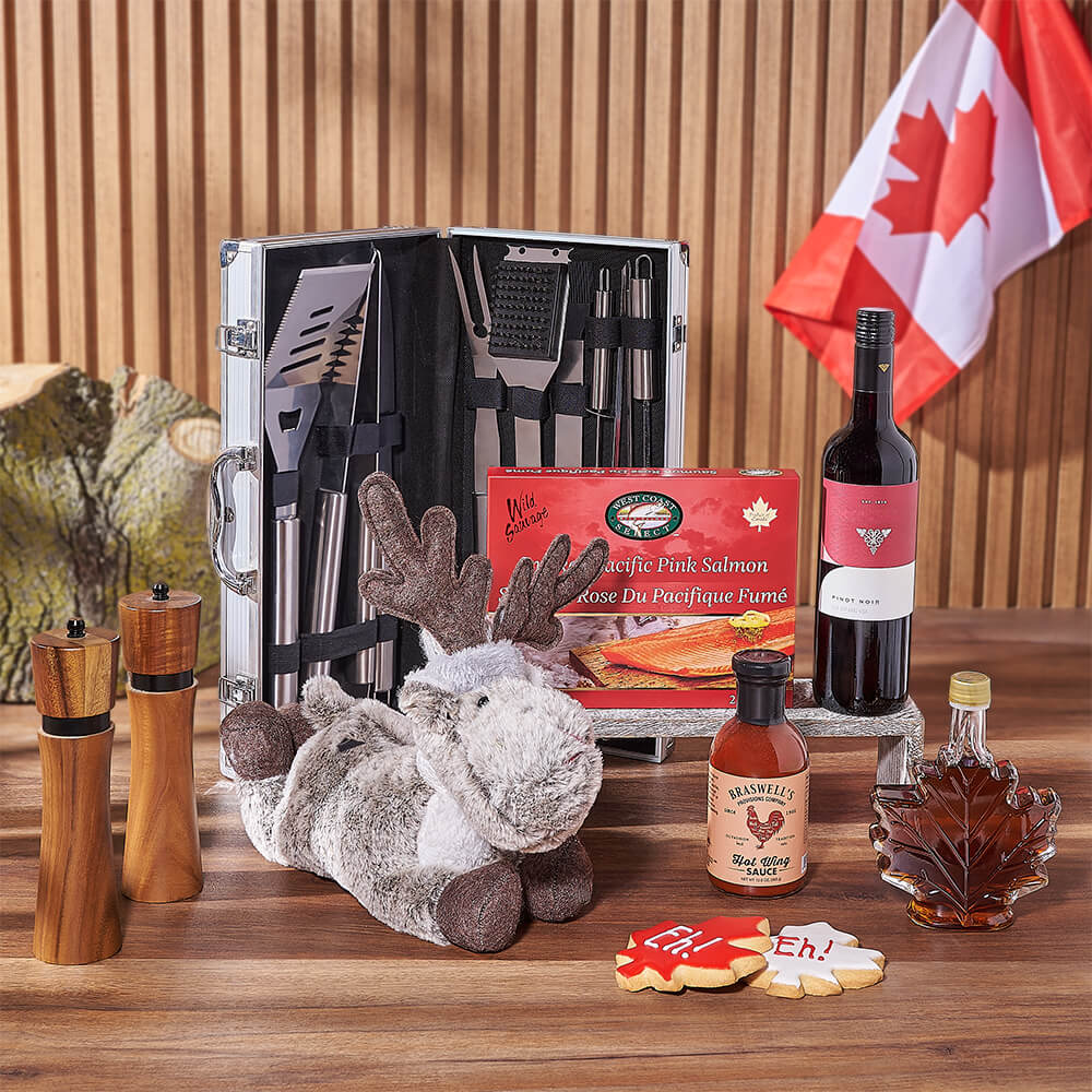 Canada Day Wine &amp; Grilling Gift, wine gift, wine, grill gift, grill, canada day gift, canada day, America delivery