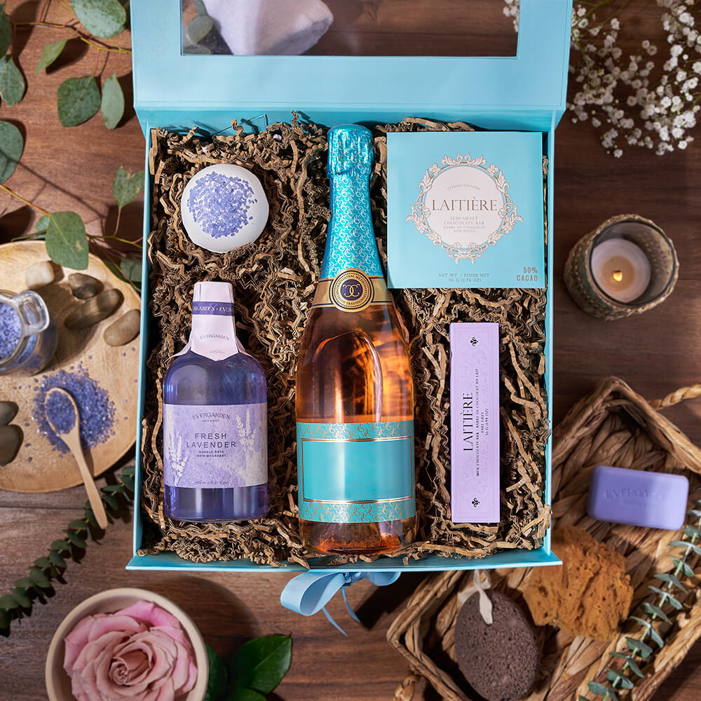 Champagne &amp; Spa Perfections, spa gift, spa, bath &amp; body gift, bath &amp; body, champagne gift, champagne, sparkling wine gift, sparkling wine, America Delivery