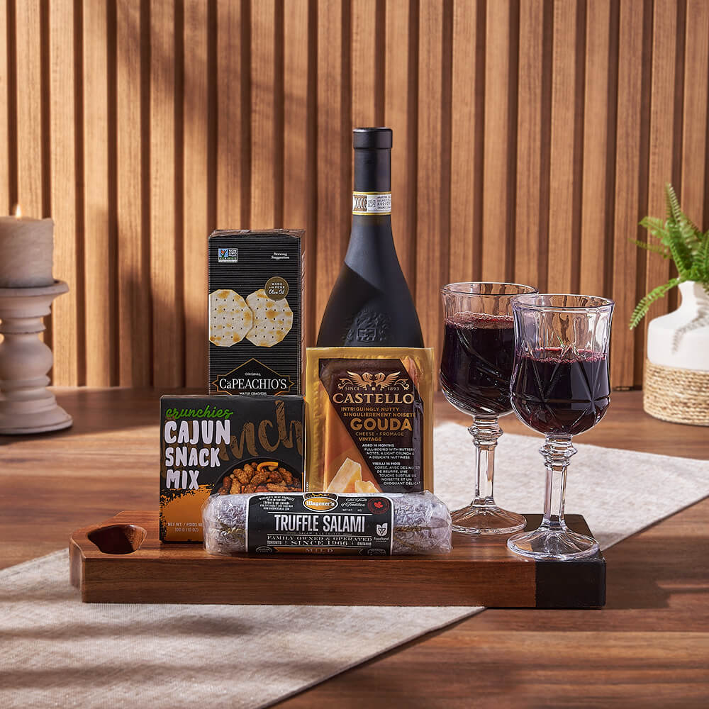 Charcuterie &amp; Wine Gift Basket, wine gift, wine, cheese gift, cheese, charcuterie gift, charcuterie, Los Angeles delivery