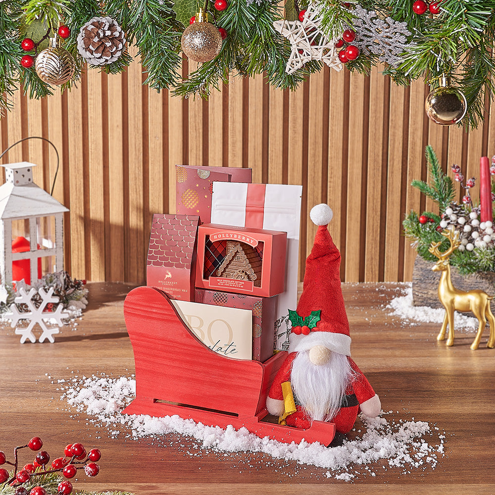 Chocolate Truffles &amp; Christmas Sleigh Basket, christmas gift, christmas, chocolate gift, chocolate, America delivery