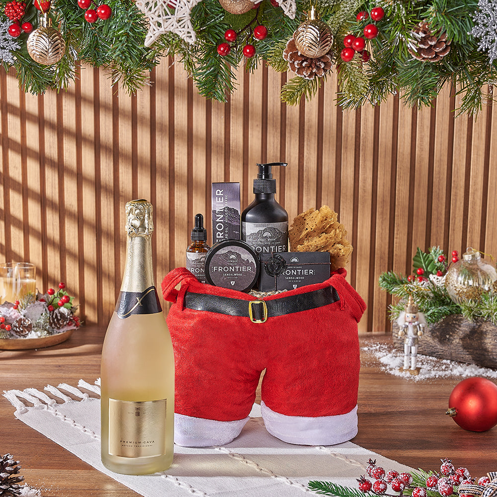 Christmas Champagne &amp; Spa Gift Bag, christmas gift, christmas, champagne gift, champagne, sparkling wine gift, sparkling wine, spa gift, spa, mens spa gift, mens spa, America delivery