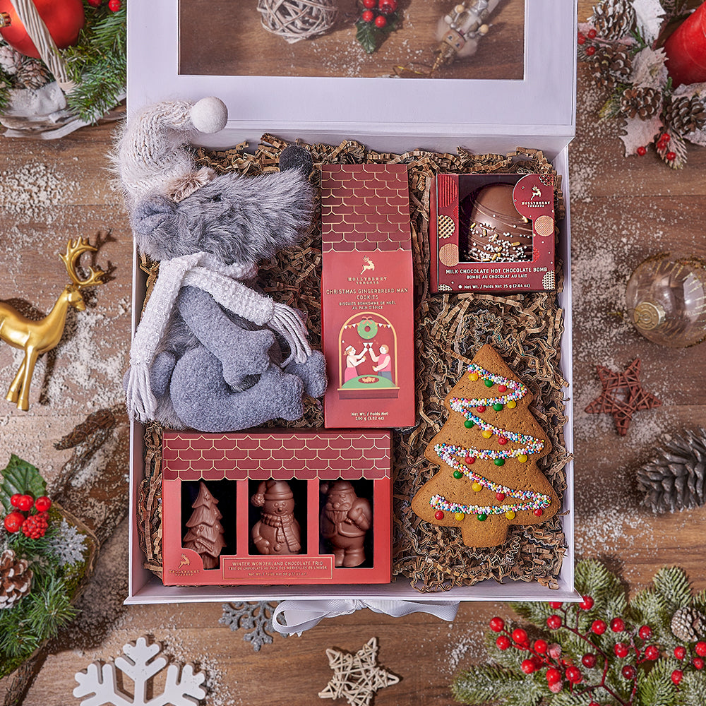 Christmas Hot Cocoa &amp; Treats Basket, christmas gift, christmas, chocolate gift, chocolate, cookie gift, cookie, America delivery