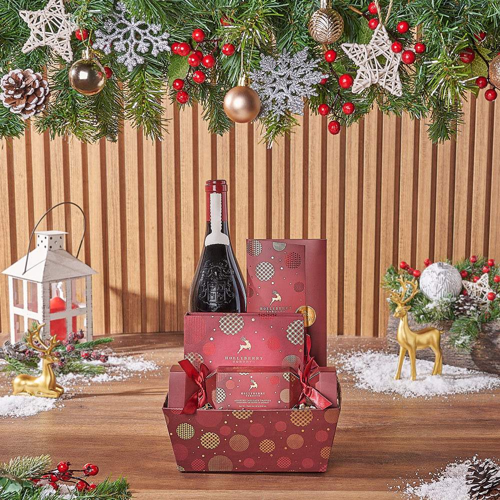 Christmas Morning Wine Gift Set, Christmas gift, Christmas, wine gift, wine, chocolate gift, chocolate, America delivery
